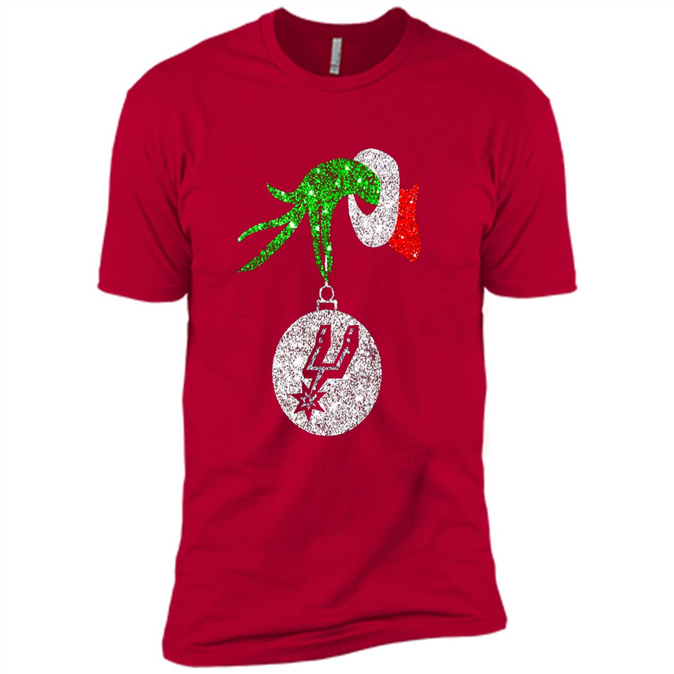 Amazing shirt San Antonio Spurs Glitter Grinch Monogram Ornament Christmas Gift - Premium Short Sleeve T-Shirt