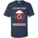 I Just Want To Drink Hot Chocolate & Watch Wisconsin Badgers Ugly Christmas Sweater PINGPONG