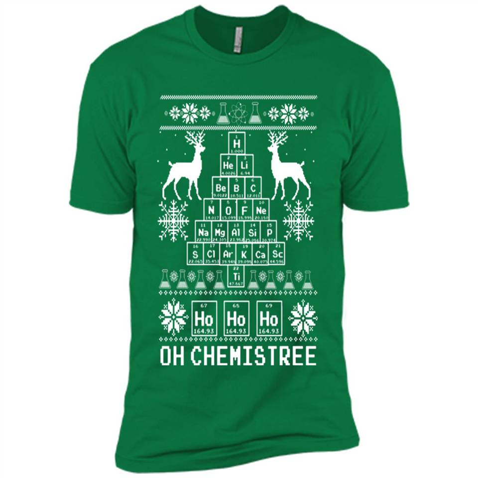 Oh Chemistry Tree Ugly Christmas Sweater - Premium Short Sleeve T-Shirt