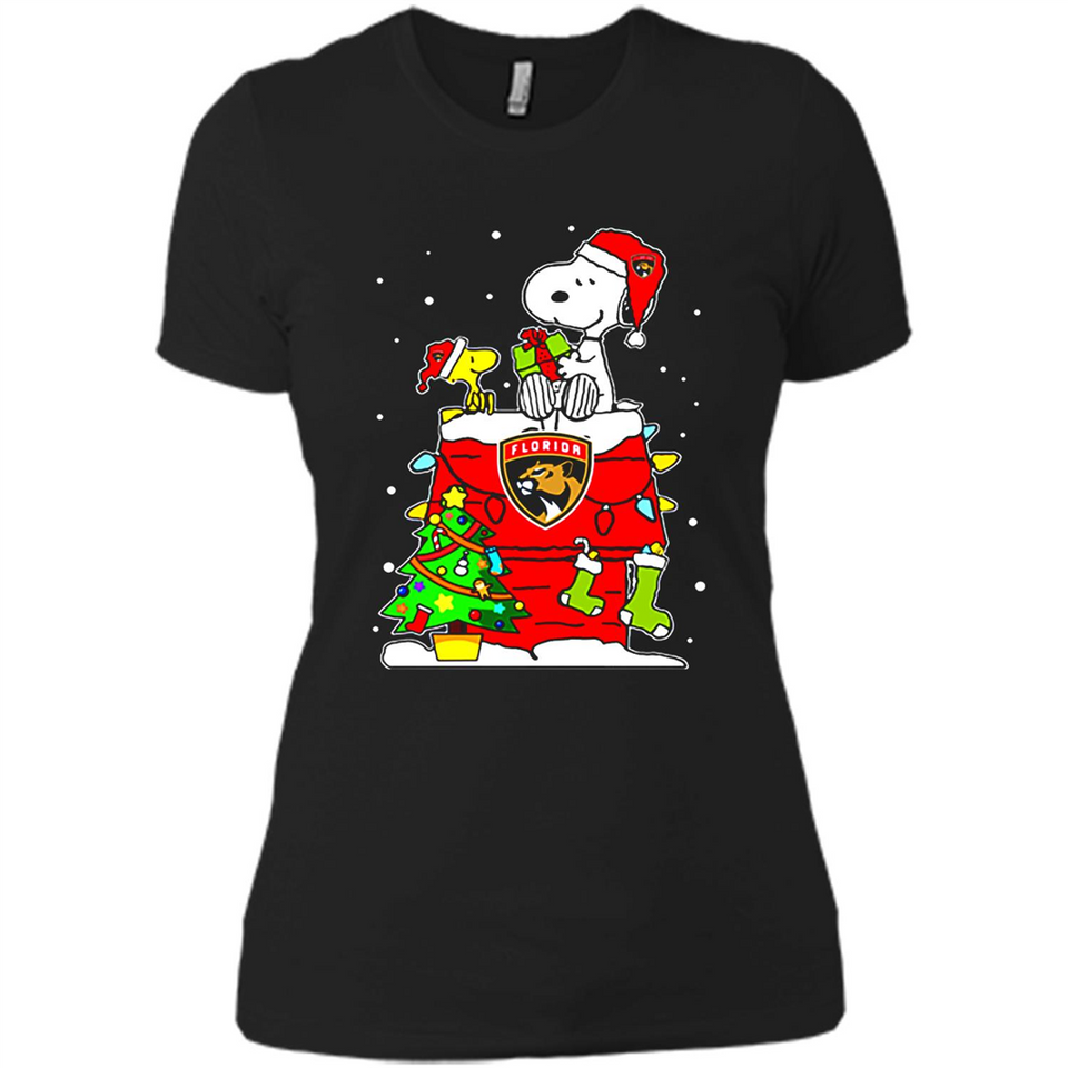 Florida Panthers Snoopy Ugly Christmas Sweaters - Ladies' Boyfriend T-Shirt