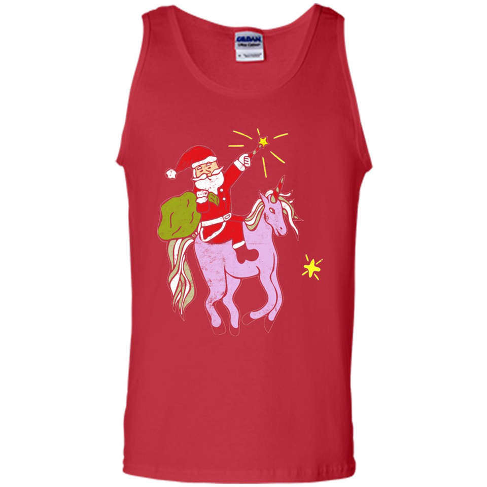 Distressed Retro Santa Riding Unicorn - Tank Top