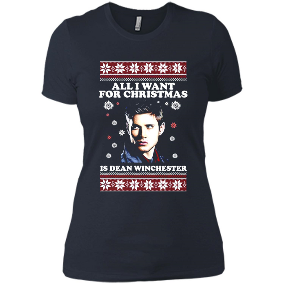 All I want for Christmas is Dean Winchester sweater - Ladies' Boyfriend T-Shirt