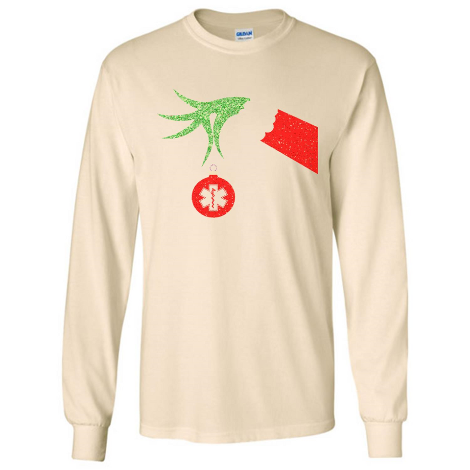 Funny Grinch Hand holding Doctor ornament Christmas Sporty T-Shirt - Long Sleeve T-Shirt