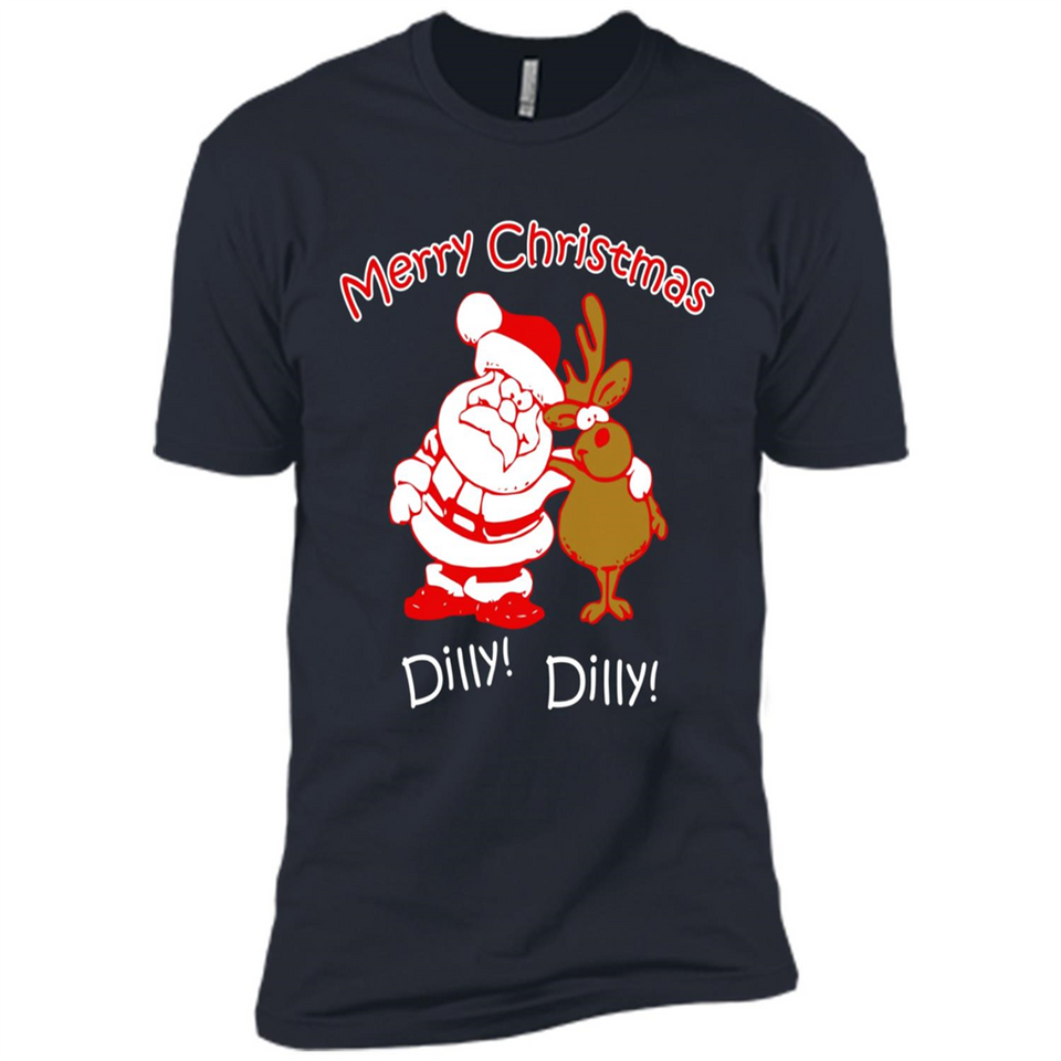 Christmas T-Shirt Santa And Reindeer Dilly Dilly - Premium Short Sleeve T-Shirt
