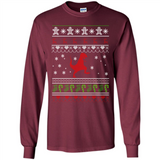 Dinosaur and Santa Ugly Christmas Sweater - Long Sleeve T-Shirt