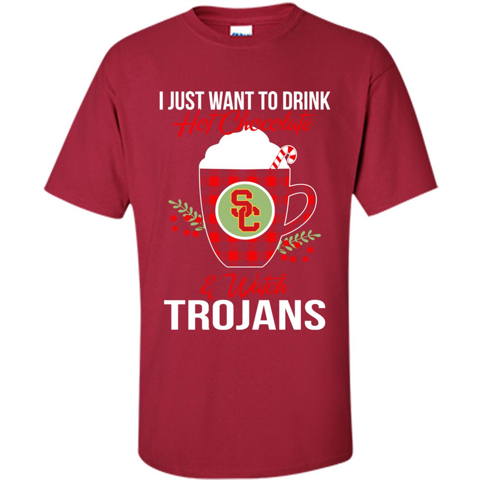 I Just Want To Drink Hot Chocolate & Watch USC Trojans Ugly Christmas Sweater PINGPONG