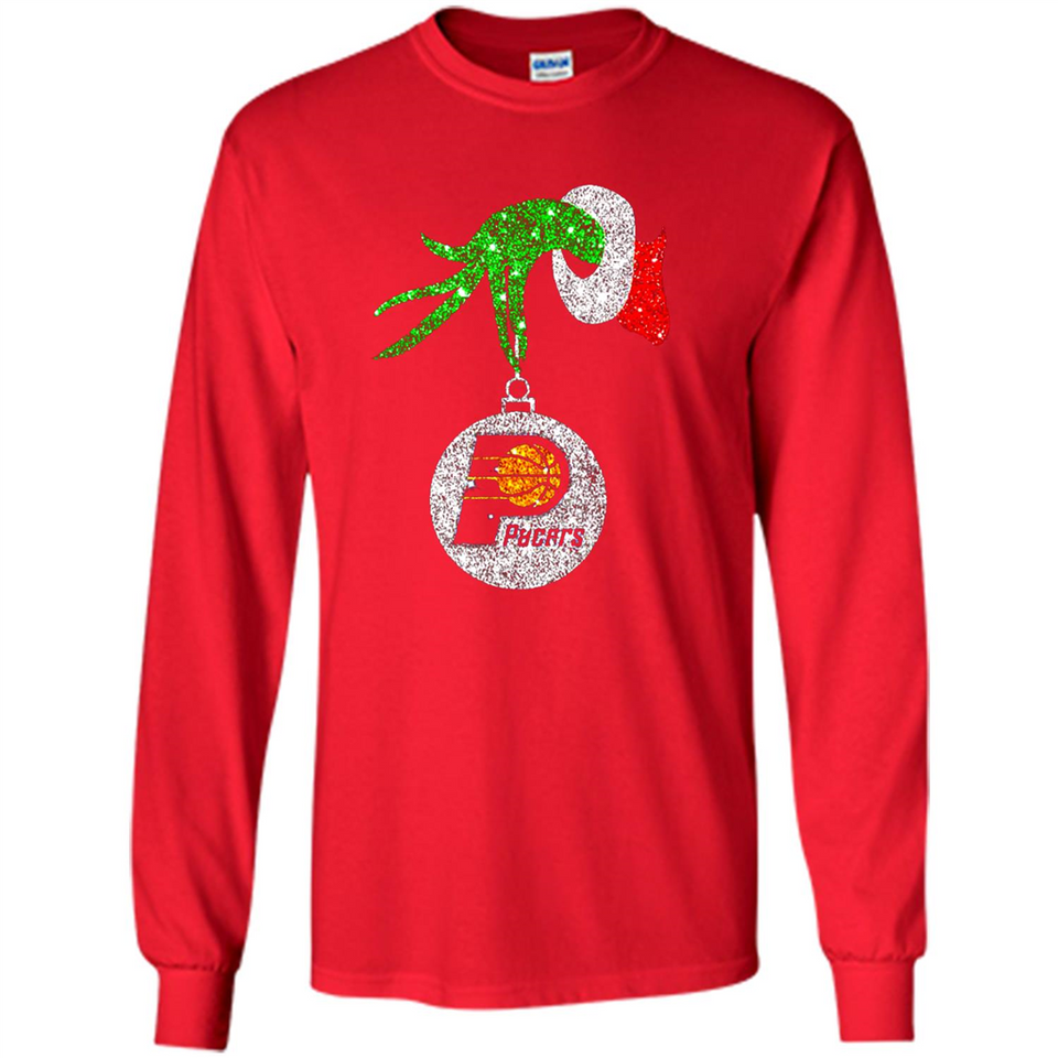 Amazing tee Indiana Pacers Glitter Grinch Monogram Ornament Christmas Gift - Long Sleeve T-Shirt