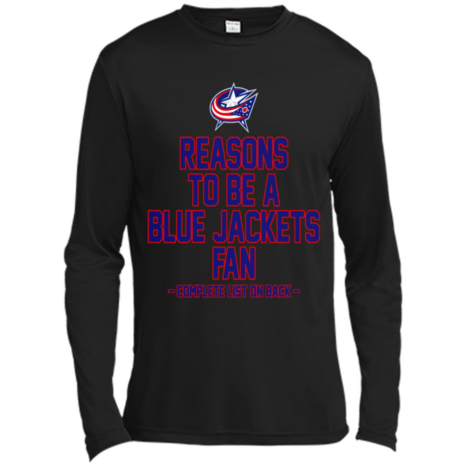 Reasons to be a Columbus Blue Jackets Fan Complete List on Back - Canvas Long Sleeve T-Shirt