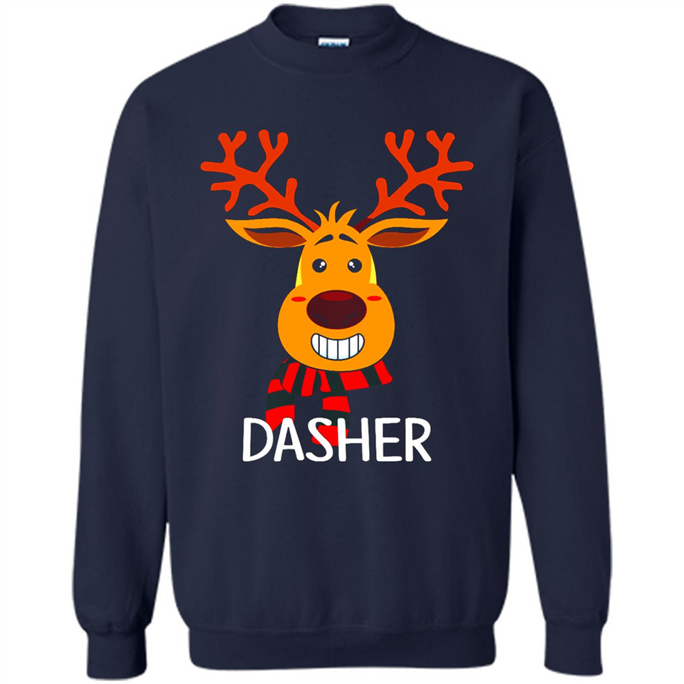 Dasher Reindeer Santa Claus Funny Xmas Holiday T-Shirt - Sweatshirt