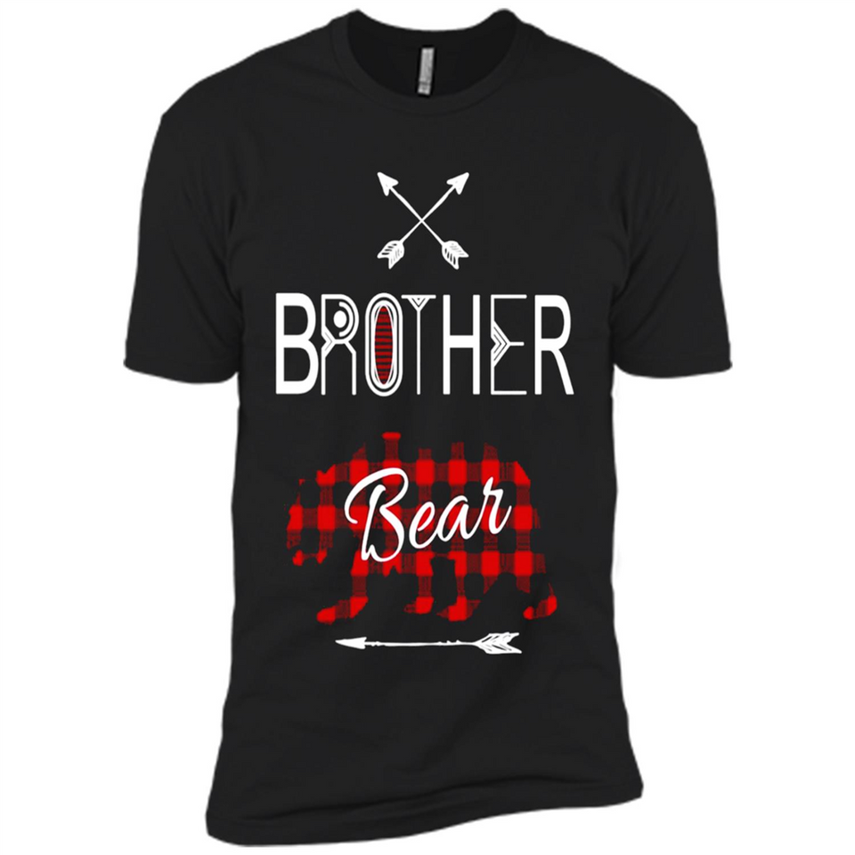 Brother Shirt Buffalo Plaid Family Camping Bear Tee - Premium Short Sleeve T-Shirt