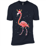 Christmas Lights Flamingo Wearing Santa Hat Funny Xmas - Premium Short Sleeve T-Shirt