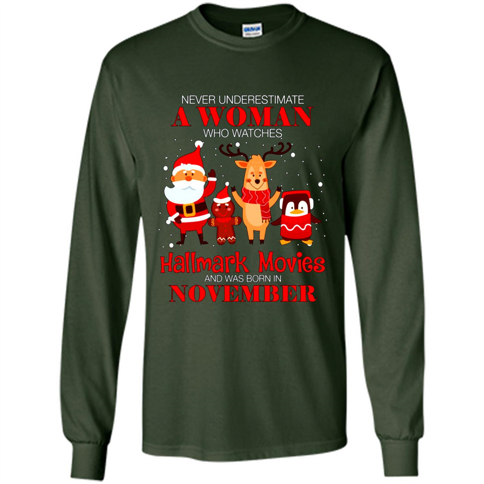 Never Underestimate A November Woman Watches Hallmark Movies Sweatshirt PINGPONG