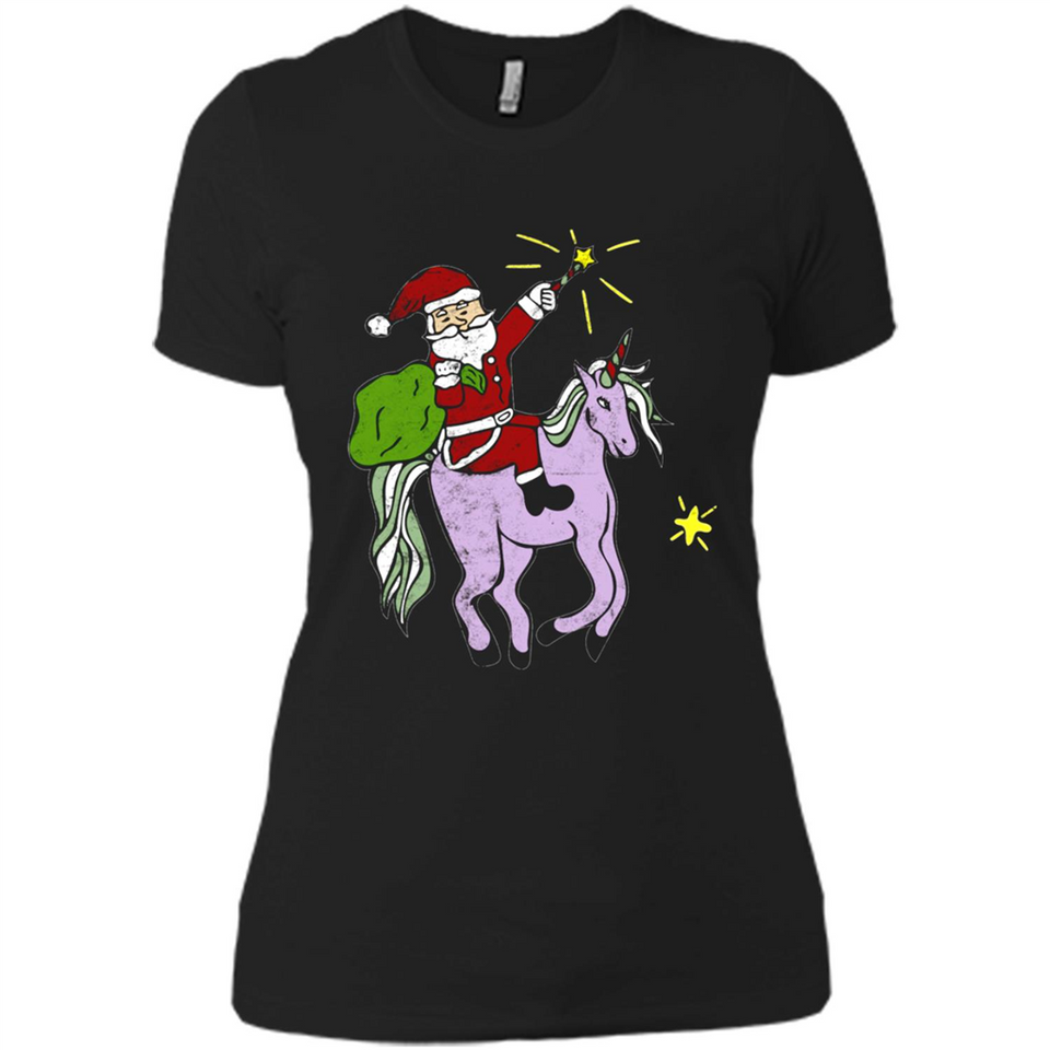 Distressed Retro Santa Riding Unicorn - Ladies' Boyfriend T-Shirt