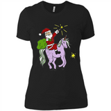 Distressed Retro Santa Riding Unicorn - Ladies' Boyfriend T-Shirt