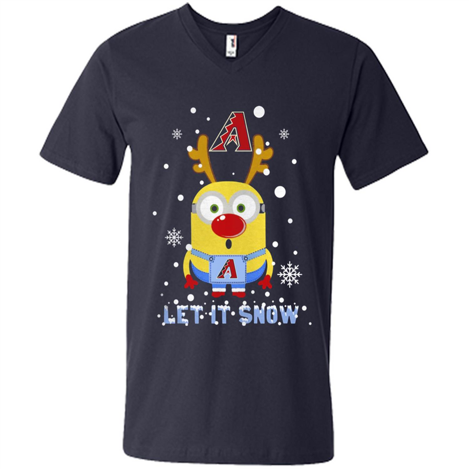 Minion Arizona Diamondbacks Ugly Christmas Sweater Let it Snow - Men's V-Neck
