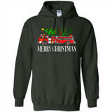 Firetruck Santa Sleigh Merry Christmas Firefighter - Hoodie