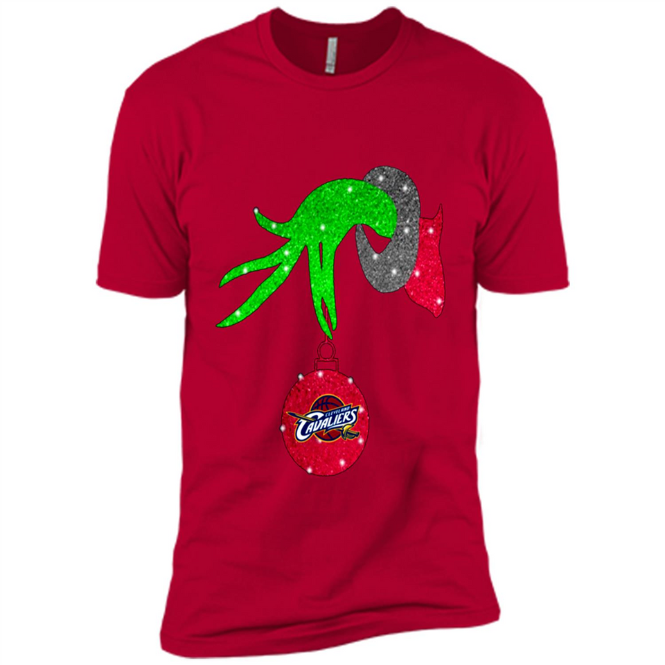 GRINCH HAND HOLDING CLEVELAND CAVALIERS GLITTER CHRISTMAS PINGPONG