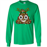 Reindeer Poop Emoji Cute Merry Christmas T-Shirt - Long Sleeve T-Shirt
