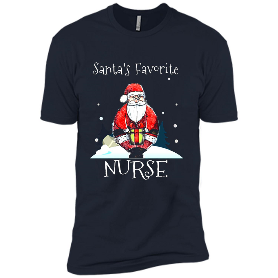 Funny Christmas Nurse Shirt, Santa_s Favorite Nurse - Premium Short Sleeve T-Shirt