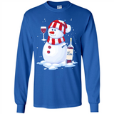Cute Snowman drink Red Wine Christmas - Long Sleeve T-Shirt