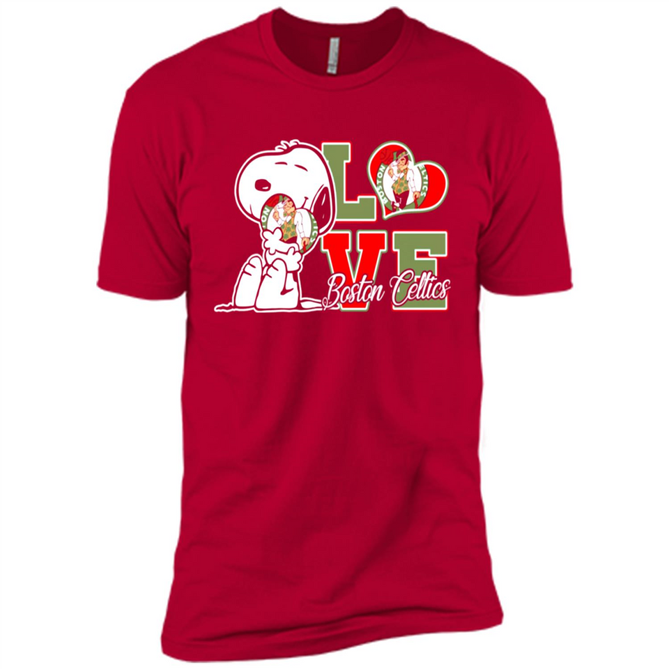 Snoopy loves NBA Boston Celtics - Premium Short Sleeve T-Shirt