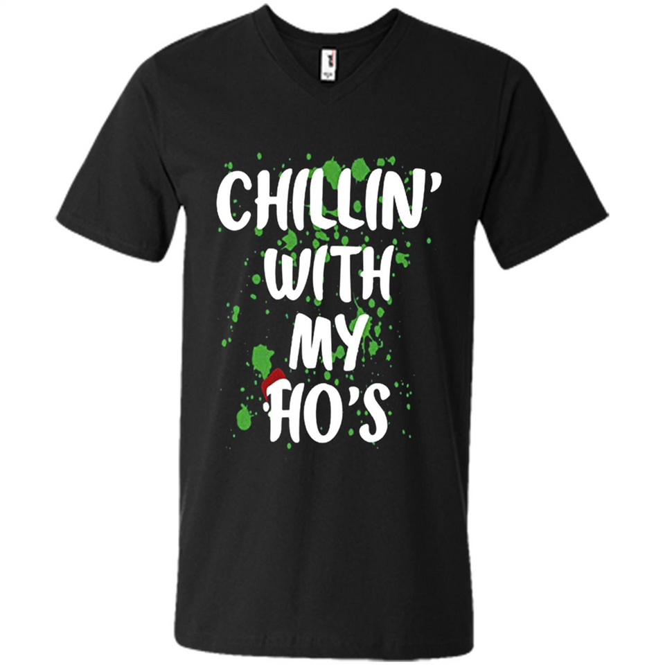 Chillin With My Ho's Funny Christmas - Men's V-Neck