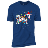 Christmas Lights Cow Wearing Santa Hat Funny Xmas Sweatshirt - Premium Short Sleeve T-Shirt