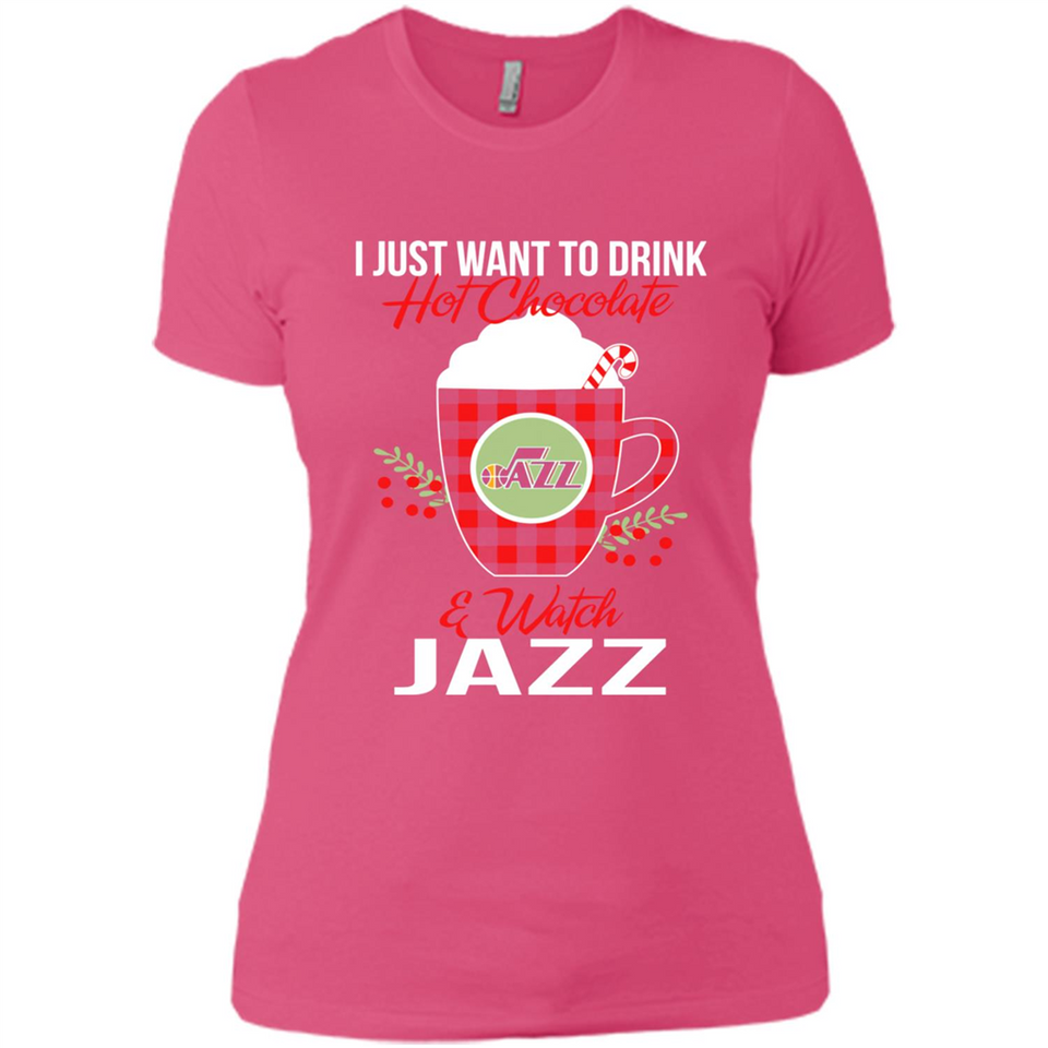 I Just Want To Drink Hot Chocolate & Watch Utah Jazz Ugly Christmas Sweater PINGPONG