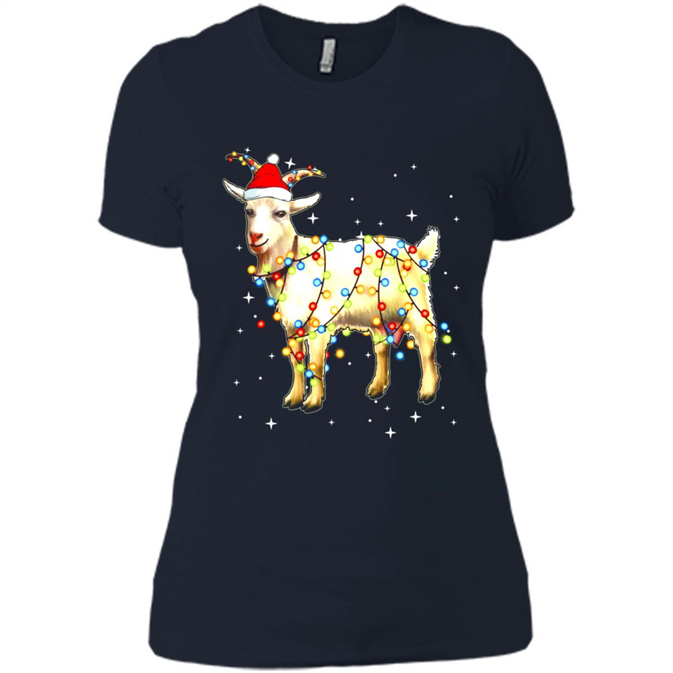Christmas Lights Goat Wearing Santa Hat Funny Xmas - Ladies' Boyfriend T-Shirt