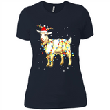 Christmas Lights Goat Wearing Santa Hat Funny Xmas - Ladies' Boyfriend T-Shirt