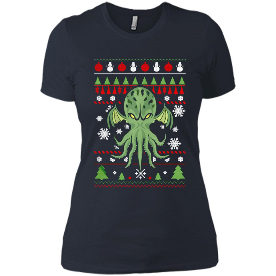 Octopus Ugly Sweater Christmas - Ladies' Boyfriend T-Shirt