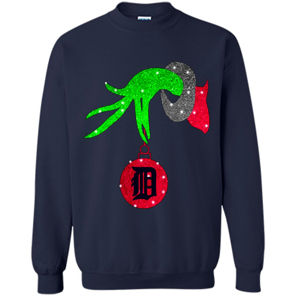 GRINCH HAND HOLDING DETROIT TIGERS GLITTER CHRISTMAS PINGPONG