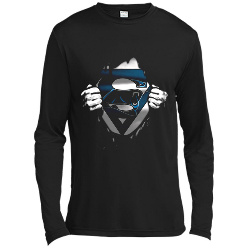 Carolina Panthers And Superman Fans - Canvas Long Sleeve T-Shirt