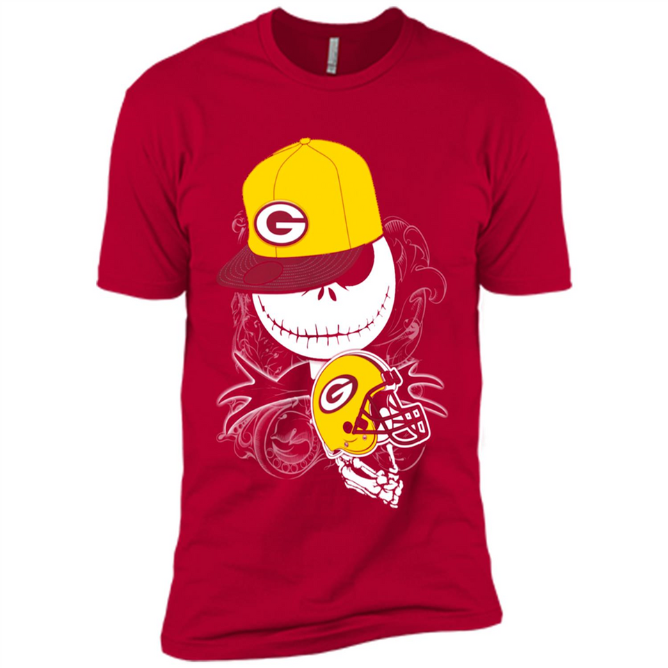 Jack Skellington The Nightmare Before Christmas-Packers Football - Premium Short Sleeve T-Shirt