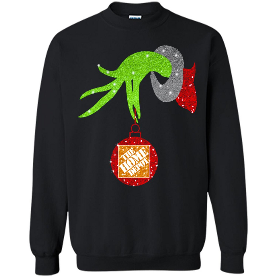 Grinch hand holding Logo HomeDepot Glitter Christmas - Sweatshirt