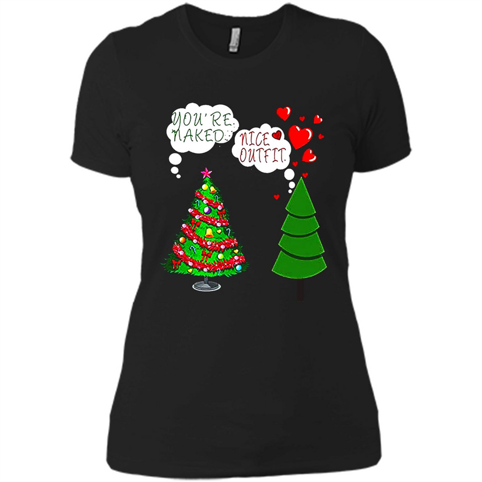 Fir Loves Christmas Tree Funny Undecorated Joke - Ladies' Boyfriend T-Shirt
