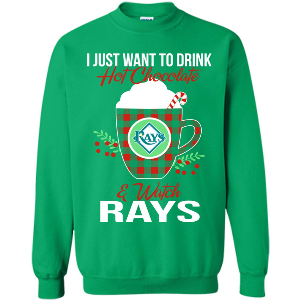 I Just Want To Drink Hot Chocolate & Watch Tampa Bay Rays Ugly Christmas Sweater PINGPONG