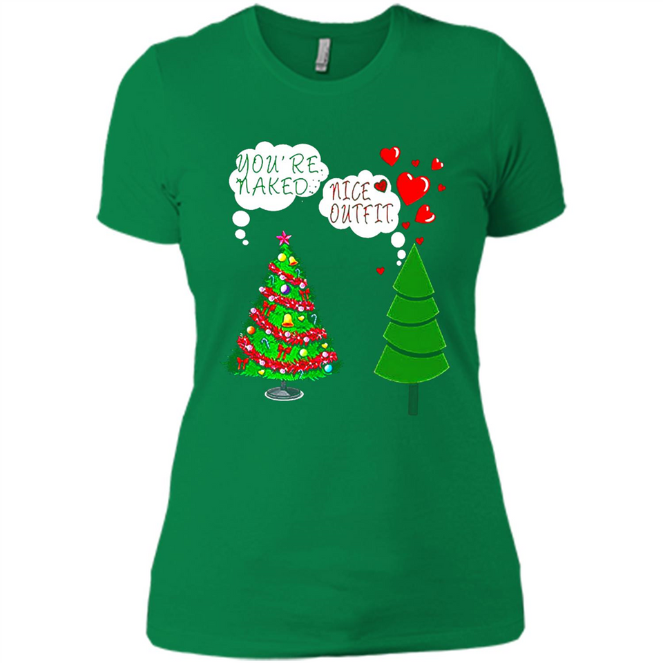 Fir Loves Christmas Tree Funny Undecorated Joke - Ladies' Boyfriend T-Shirt