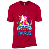 Unicorns are born in Taurus Birthday Rainbow Gift Ladies Custom