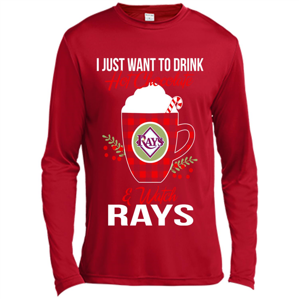 I Just Want To Drink Hot Chocolate & Watch Tampa Bay Rays Ugly Christmas Sweater PINGPONG