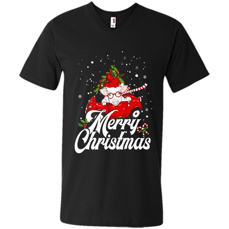 Merry Christmas Pig s - Men's V-Neck