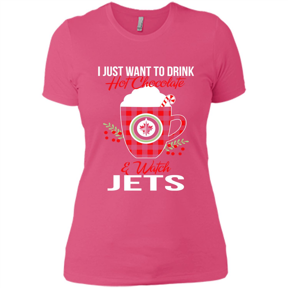 I Just Want To Drink Hot Chocolate & Watch Winnipeg Jets Ugly Christmas Sweater PINGPONG
