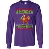 Merry Thankmas Ugly Xmas Thanksgiving Turkey Sweatshirt - Long Sleeve T-Shirt