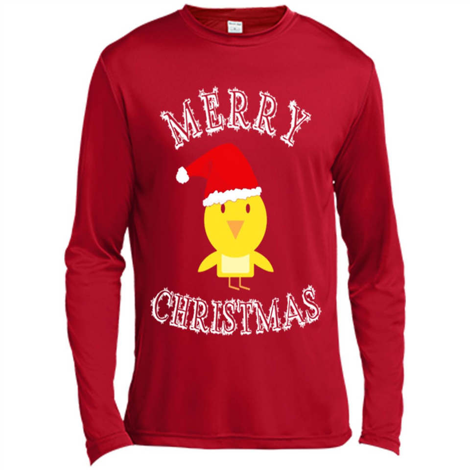 Bird Santa Merry Christmas T-Shirt - Birds Watchers Xmas - Canvas Long Sleeve T-Shirt