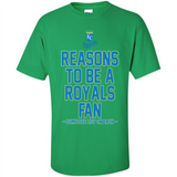 Reasons to be a Kansas City Royals Fan Complete List on Back - Shirt