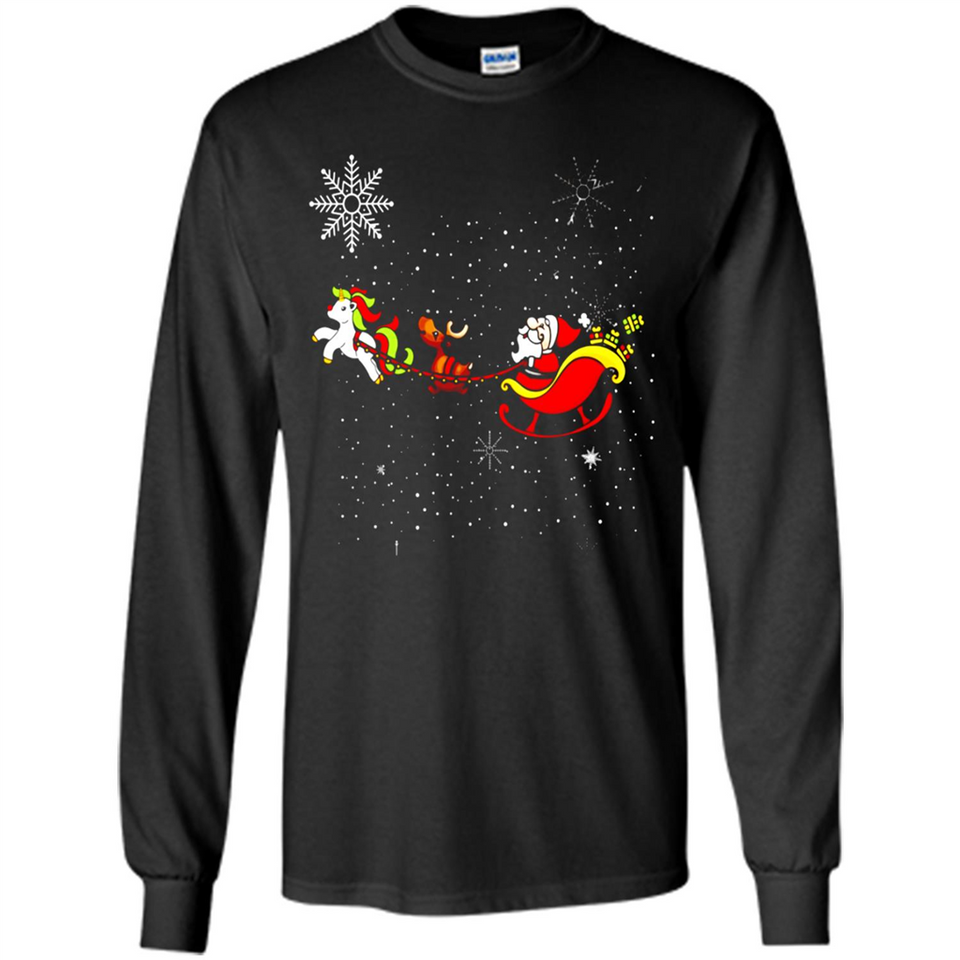 Christmas Unicorn Rudolph and Santa - Long Sleeve T-Shirt
