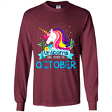 Unicorns are born in October Birthday Rainbow Gift Ladies Custom