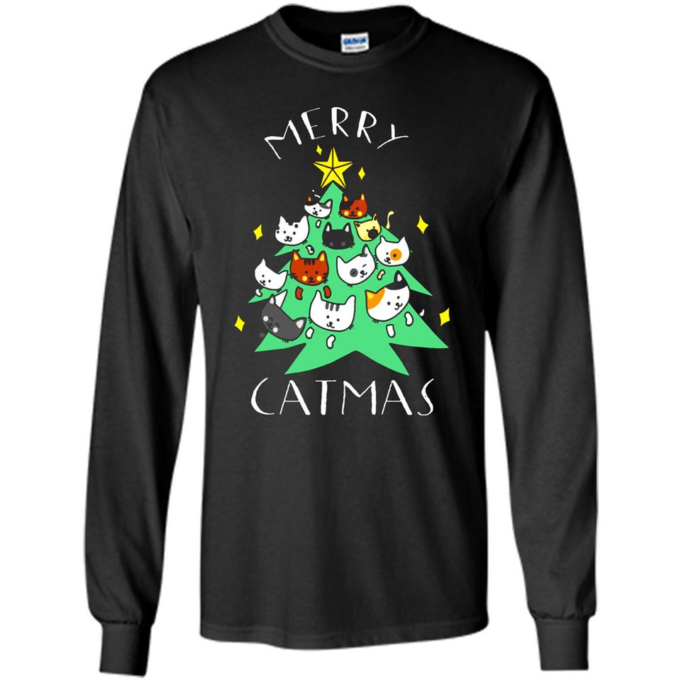 Merry Catmas Funny Cool Christmas Mug PINGPONG - Long Sleeve T-Shirt