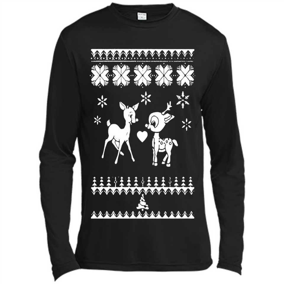 Rudolph and Clarice Ugly Christmas Sweater - Canvas Long Sleeve T-Shirt