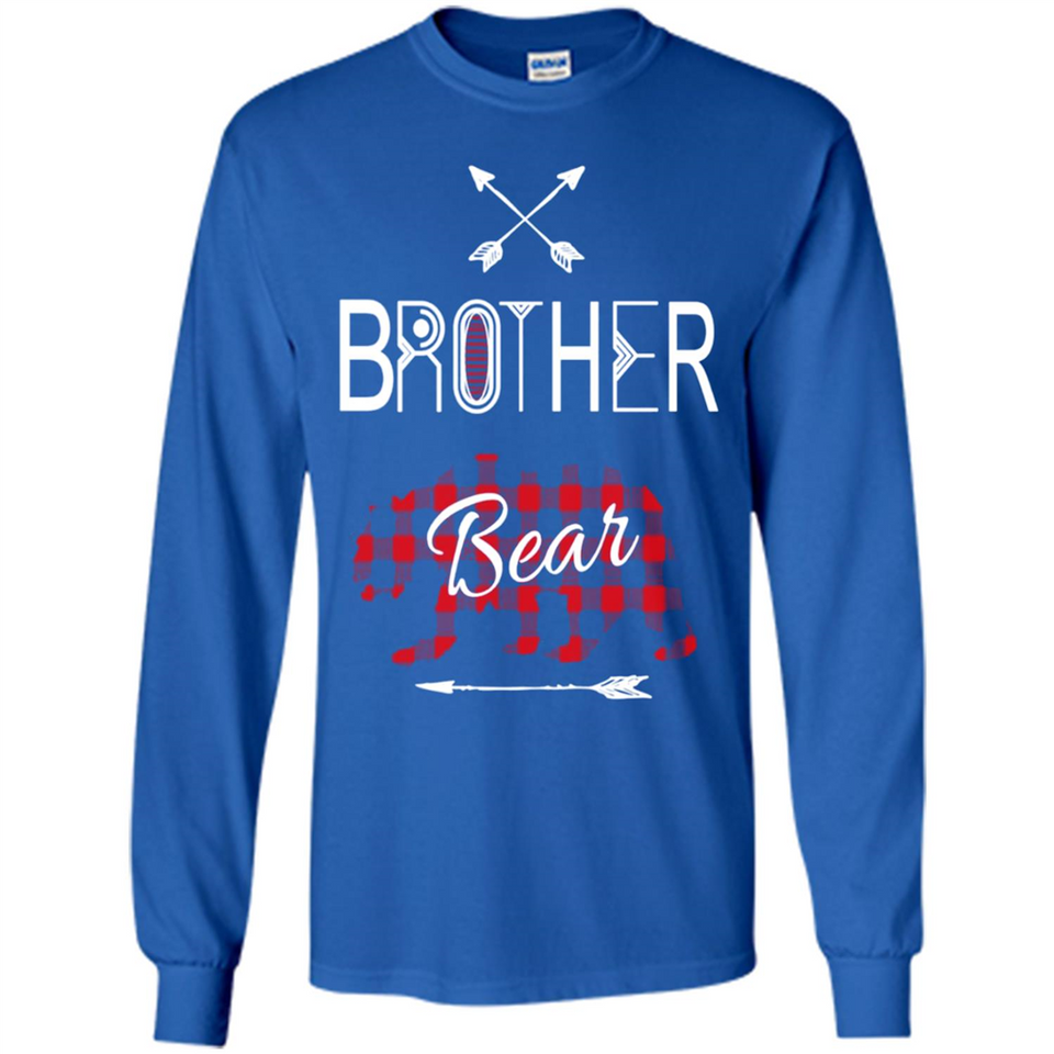 Brother Shirt Buffalo Plaid Family Camping Bear Tee - Long Sleeve T-Shirt